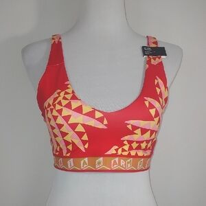 Adidas X Farm Rio 2023 Collab Tomato Red Spring Yellow Sports Bra Size Med NWT